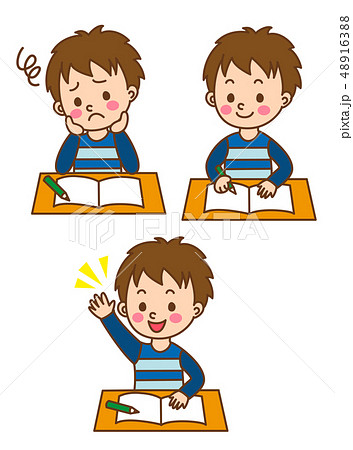 勉強 小学生 学習 子供のイラスト素材
