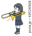 トランペットを吹く女の子 女子高生 吹奏楽 イラストのイラスト素材