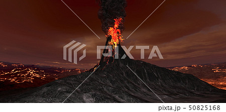 火山 噴火 噴火口 マグマのイラスト素材