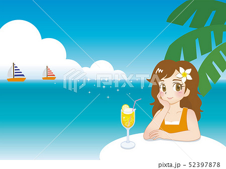 女の子 海 2のイラスト素材