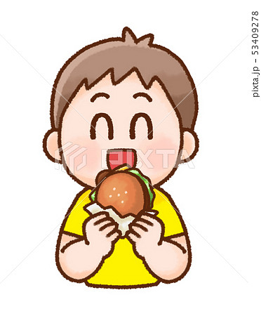ハンバーガー 食べるのイラスト素材