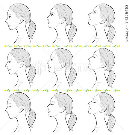 女性 人物 横顔 見上げる イラストのイラスト素材