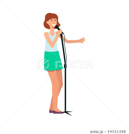 マイク スタンドマイク 歌う 歌手のイラスト素材