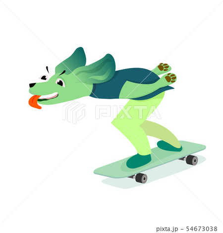 Funny Dog Playing Skateboard のイラスト素材