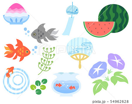 うちわ 金魚 夏 涼のイラスト素材