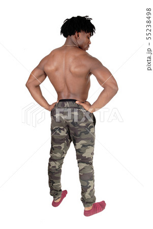 人物 後姿 筋肉 裸 後ろの写真素材