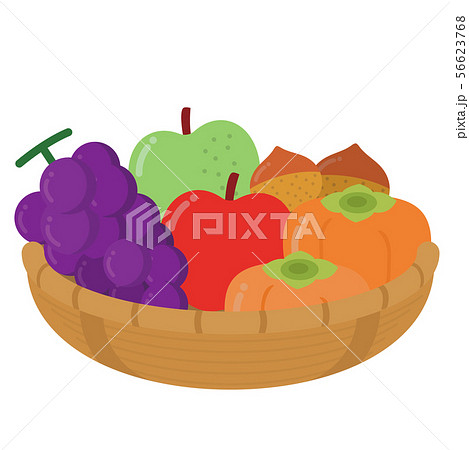 果物 フルーツ かご盛り 盛り合わせのイラスト素材