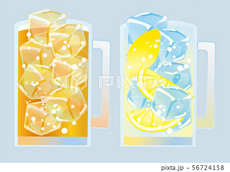 カクテル ハイボール 炭酸 お酒のイラスト素材
