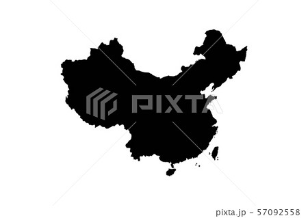 中国 地図 マップ シルエットの写真素材