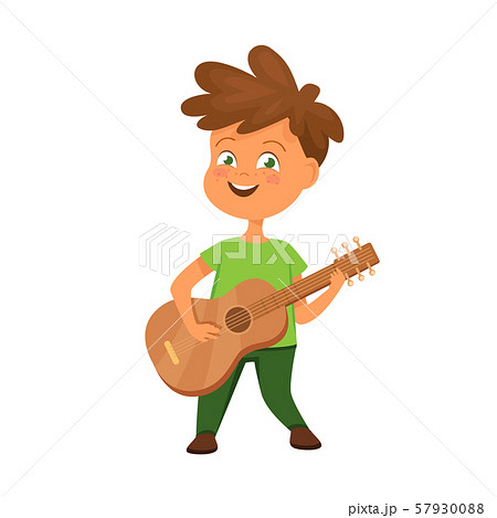 少年 男の子 演奏 ギターのイラスト素材