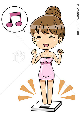 ベクター ダイエット 体重計 女性のイラスト素材