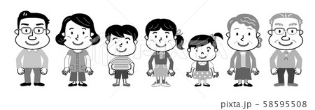 7人家族の写真素材