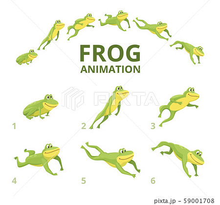 かえる カエル 蛙 ジャンプのイラスト素材 Pixta