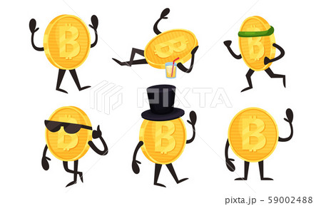 ビットコイン ベクトル キャラクター 文字のイラスト素材