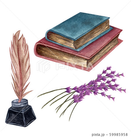 表紙 本 水彩 アンティークのイラスト素材