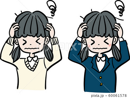 女子高生 冬 冬服 高校生のイラスト素材