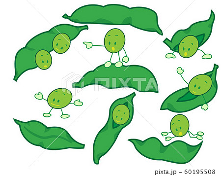 キャラクター 豆 枝豆 野菜のイラスト素材