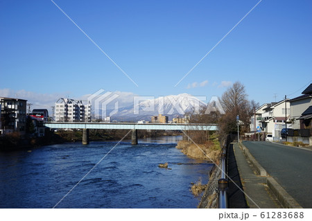 北上川 岩手山 岩手県 夕顔瀬橋の写真素材 - PIXTA