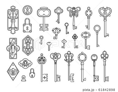 鍵穴 鍵 カギ アンティークのイラスト素材