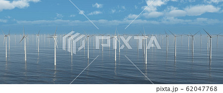 洋上風力発電のイラスト素材
