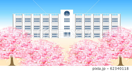 学校 校舎 校庭 背景の写真素材