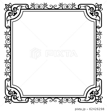 装飾枠 白黒 フレーム 囲み枠のイラスト素材