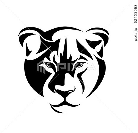 動物 ライオン イラスト 白黒の写真素材 Pixta