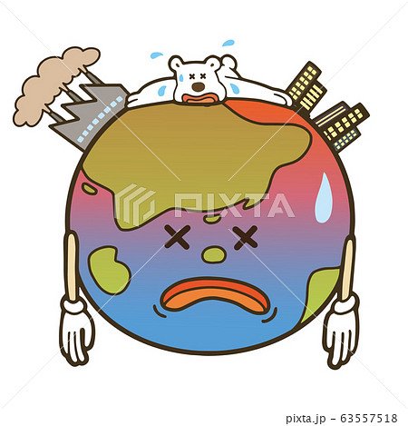 エコロジー 環境問題 地球温暖化 シロクマのイラスト素材