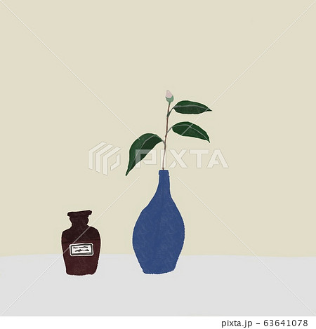 一輪差し／尚泉造／椿絵 一輪差し／尚泉造／椿絵