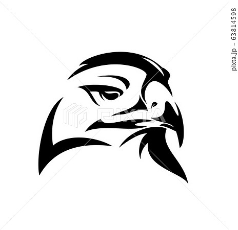 モノクロ 白黒 タカ 鷹のイラスト素材