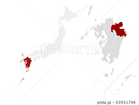 大分県地図のイラスト素材