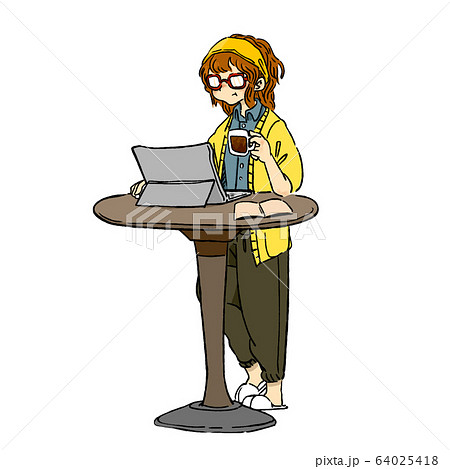 フリーランス ノートパソコン 人物 女性の写真素材