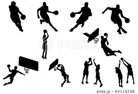 球技 バスケ バスケットボール シルエットのイラスト素材