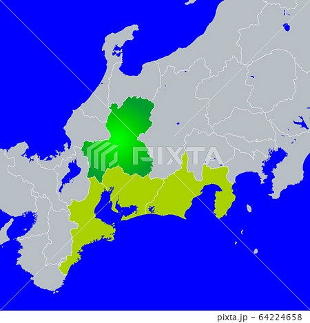 東海地方 ベクター 日本列島 日本地図のイラスト素材