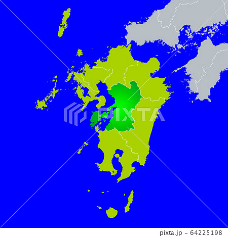 県境 九州 地図 九州地方の写真素材