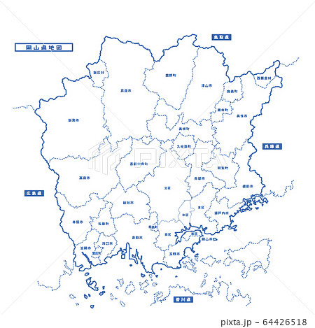 岡山県 岡山 地図 ベクターのイラスト素材