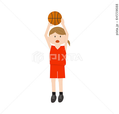 バスケットボール 球技 シュート 女子のイラスト素材