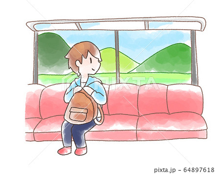 車窓風景のイラスト素材