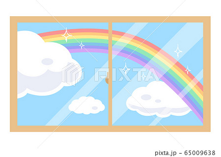 窓 窓辺 虹 雨上がりのイラスト素材