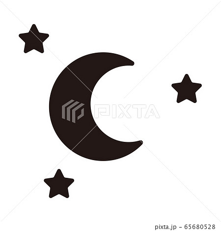 モノクロ 白黒 月 夜空のイラスト素材