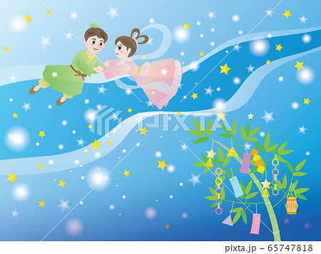 七夕 天の川 織姫 彦星のイラスト素材