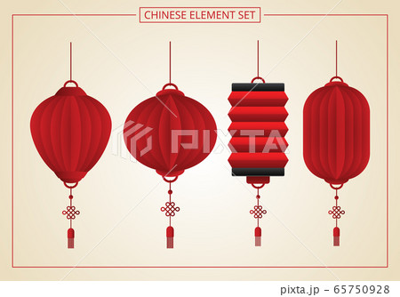 中国 中華風 飾り 提灯のイラスト素材