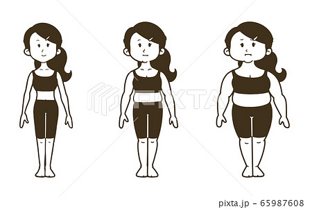体型変化 女性 体型 イラストの写真素材 Pixta