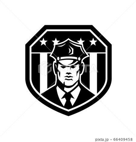 ポリス アメリカのポリス 警察官 警備のイラスト素材