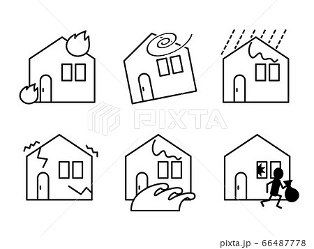 風災 アイコン 火災保険のイラスト素材