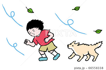 向かい風のイラスト素材