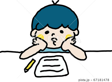 机に向かうのイラスト素材