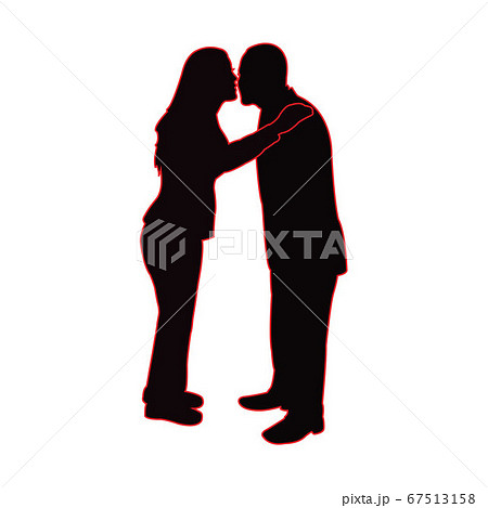 キス カップル 影 夫婦のイラスト素材