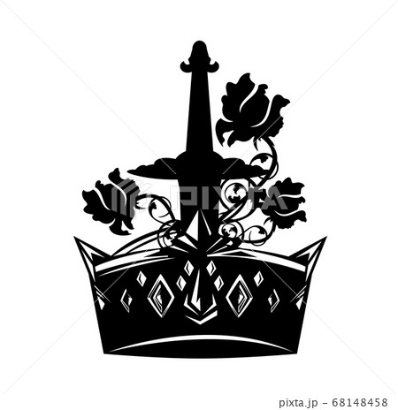 冠 王冠 モノクロ イラスト 白黒 クラウン ベクタのイラスト素材