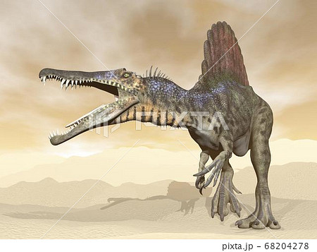 恐竜 スピノサウルス 立体 ３ｄのイラスト素材
